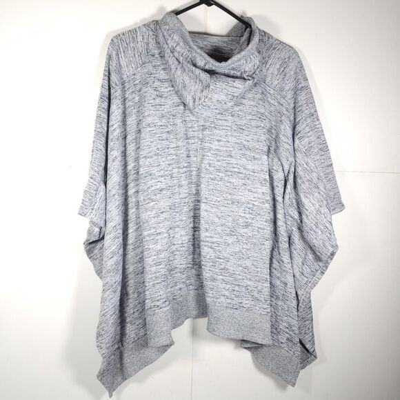 Athleta Women's Gray Blissful Sz M Oversized 3/4 Sleev Poncho Hoodie Sweatshirt - Picture 6 of 9